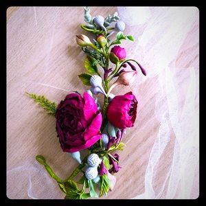 Hand made flower hair piece. One of a kind.